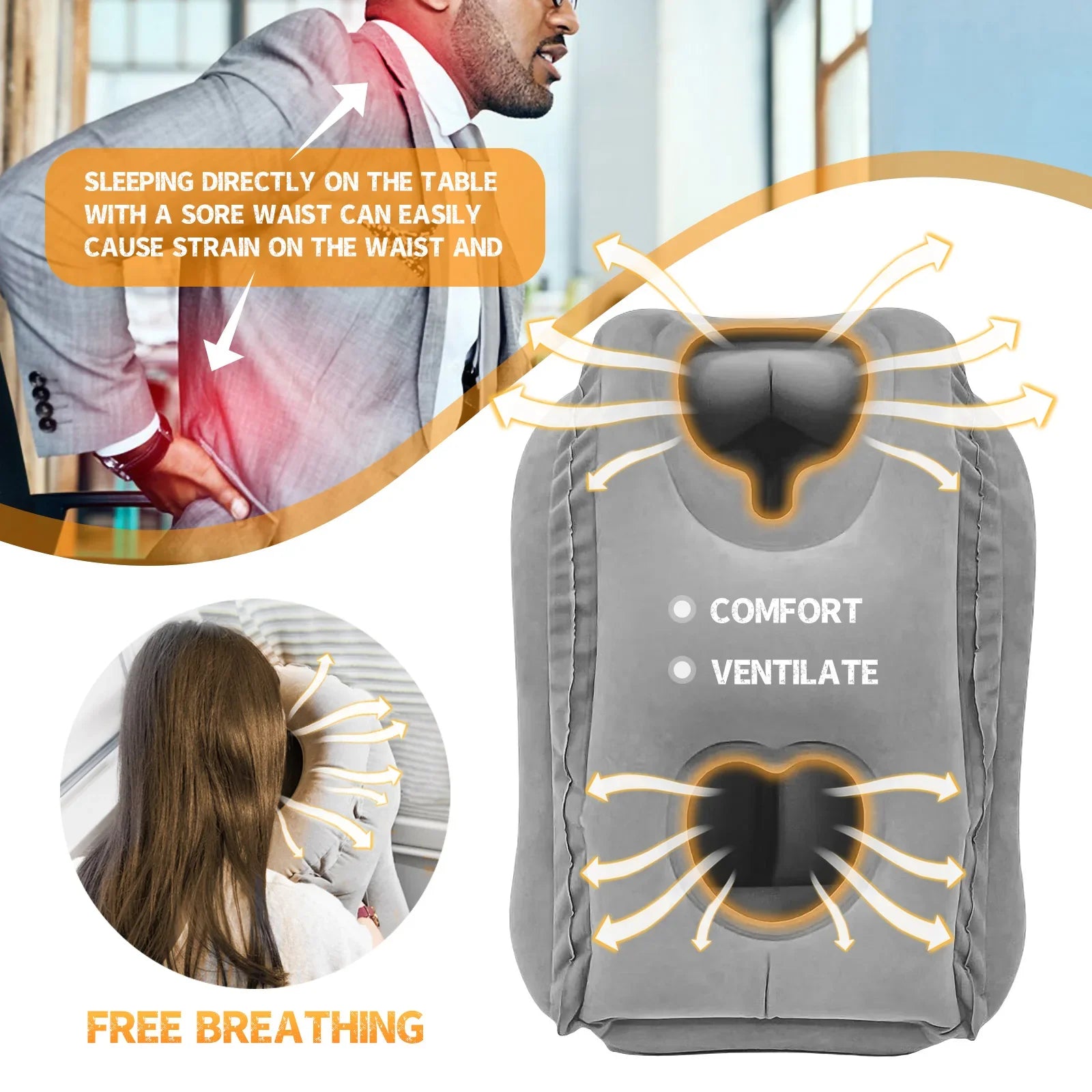 1pc Inflatable Travel Pillow, Airplane Pillow With Patented Valve Design, Travel Accessories With Neck And Head Support, Travel