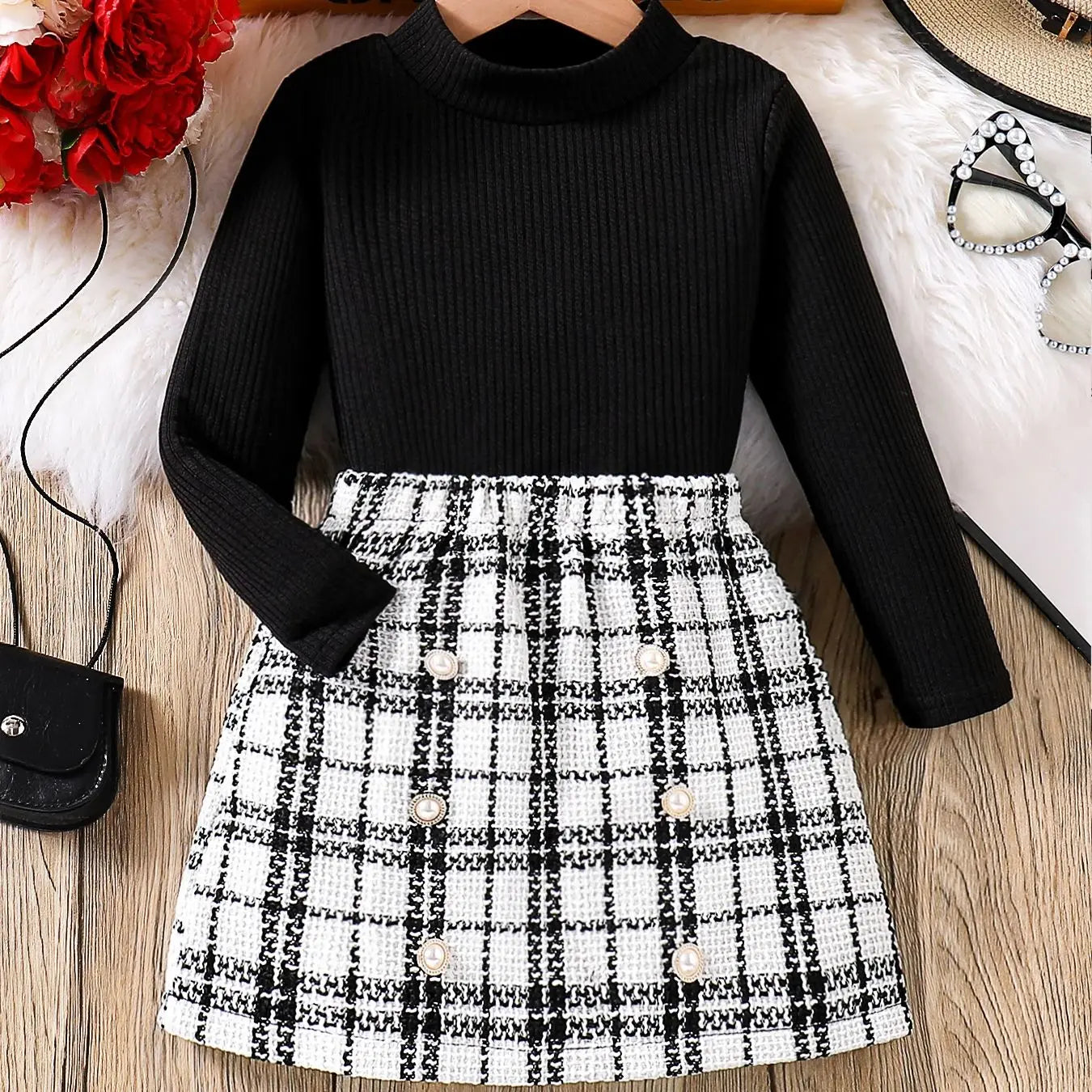 Spring and autumn fashion girls casual 2-piece micro elastic solid color