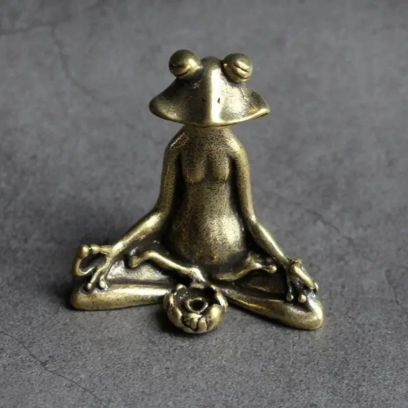 Mini Zen Frog Figurine – Solid Brass Meditation Frog Incense Holder
