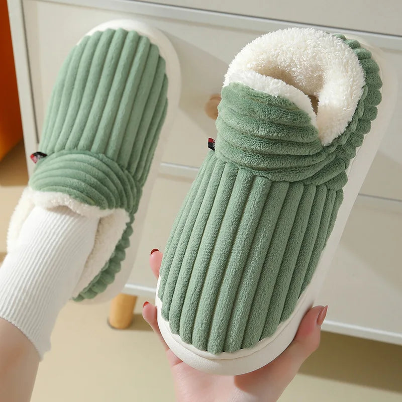 Litfun New Fur Slippers For Women Men Winter Furry Fashion Warm Ankles Plush Cozy Slides For Home Indoor Soft Sole Cotton Shoes