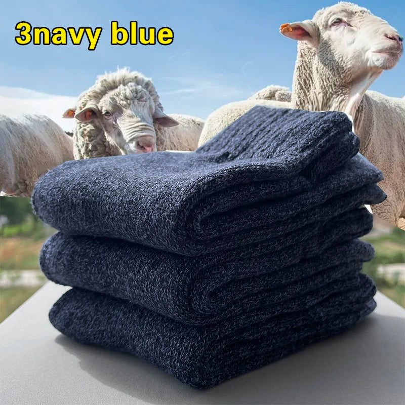 3 Pairs Winter Warm Thick Towel bottom Man Socks Wool Male Socks Slipper Socks Merino Wool Socks Against Cold Snow Socks 39-44