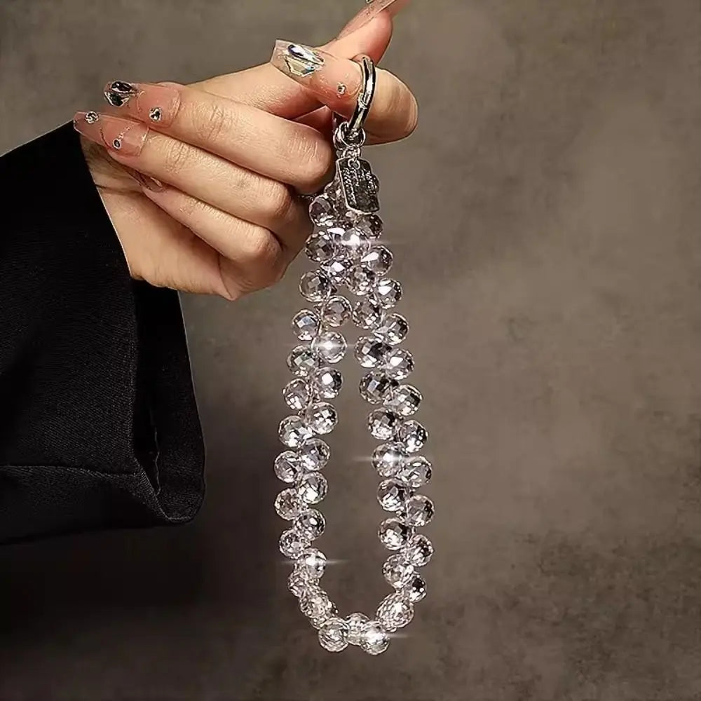 Colorful Mobile Phone Lanyard Chain Stylish Glitter Crystal Bead Pendant Keychain Jewelry Bag Accessories Sparkle Key Chains