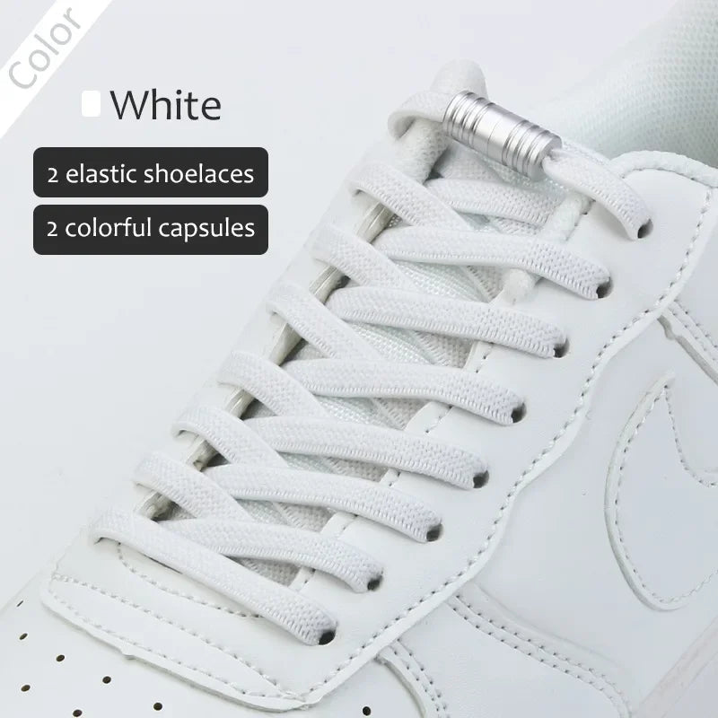 1Pair Elastic Tieless Shoelaces Shoe Laces No Tie Shoelace for Kids and Adult Sneakers Quick Lazy Metal Lock Laces Shoe Strings