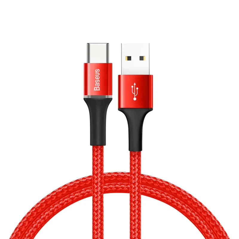 Baseus LED USB Type C Cable For Xiaomi 13 Redmi Realme POCO Fast Charging Wire Cord USB-C Charger Mobile Phone USBC Type-C Cable