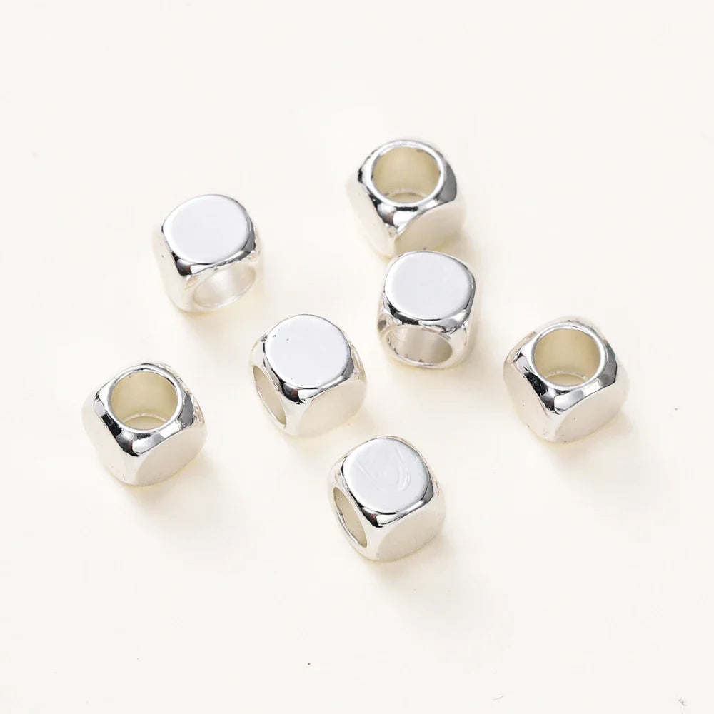 50pcs/lot 2-5mm 14K/18K Real Gold Plated Brass Square Spacer Loose Beads for DIY Jewelry Making Beads Accessories Findings