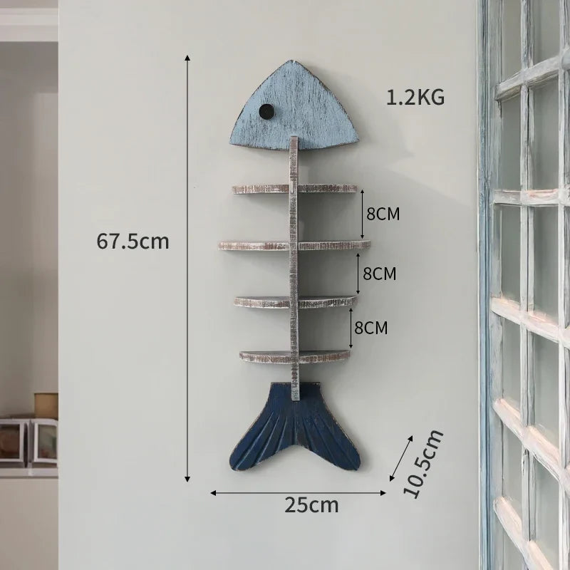 Mediterranean Fishbone Wall Shelf – 3D Wooden Wall Decor & Storage (Flat, Pointed or Vertical)