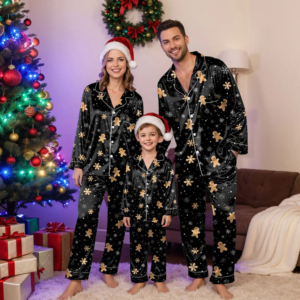 Christmas Hot Pyjamas Sets For Family Top And Pant Christmas Satin Suits