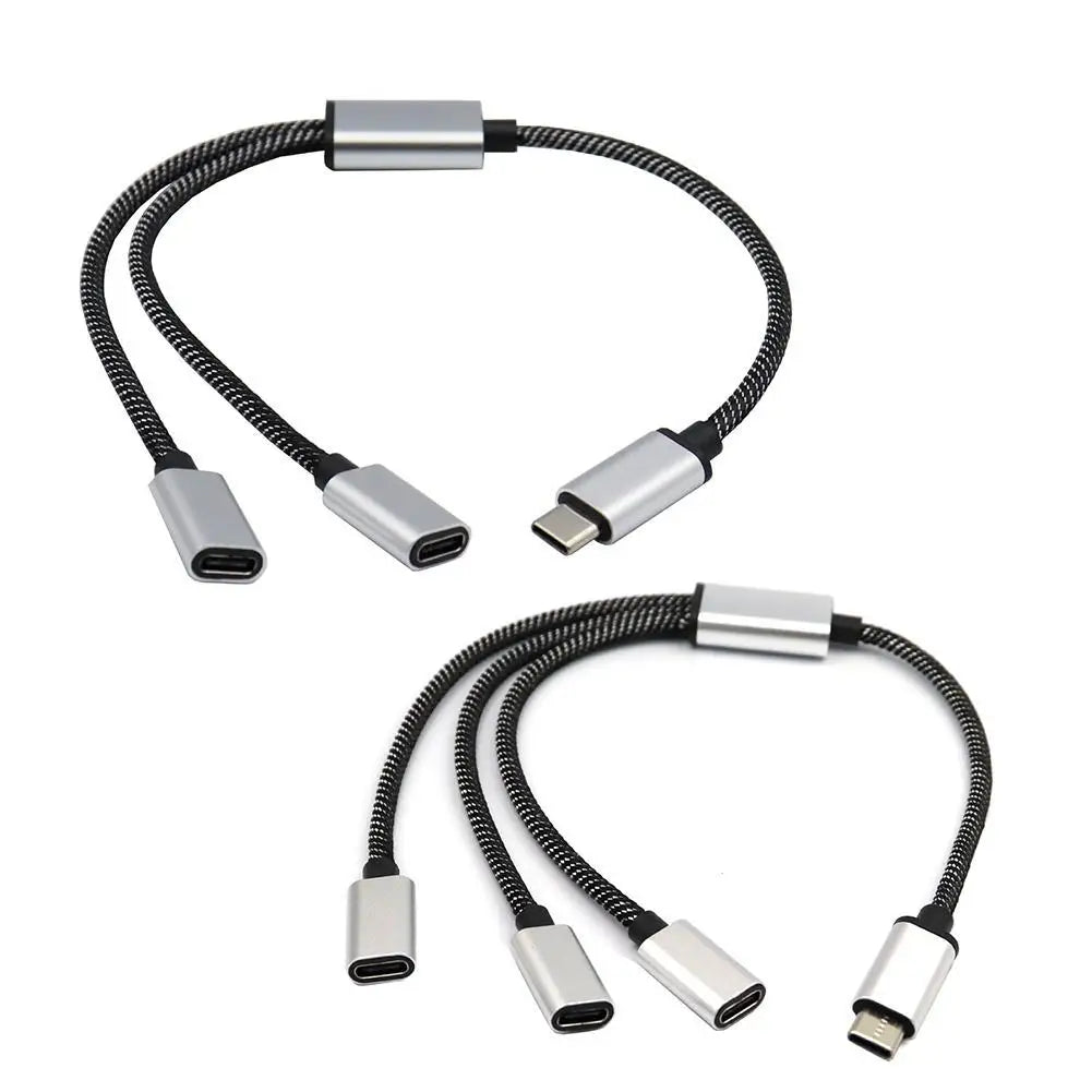 USB C Male To Double USB C Female Splitter Type C Hub For Type C Gaming Handle Charger Powerbanks Adapter