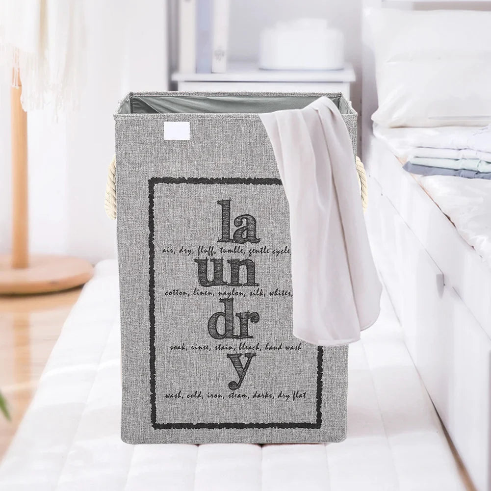 Fabric Foldable Laundry Basket Clothes Storage Bag with Lid