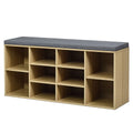 GOFLAME Wooden Shoe Bench Shoe Storage Rack Cabinet Organizer Seat Cushion-Natural