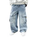 Boys Cargo Denim Jeans, Loose Fit Fashion Trousers