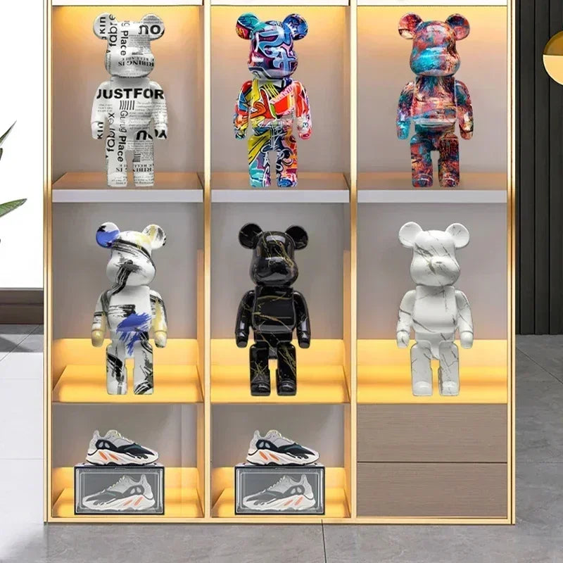 Graffiti Bear Resin Statue Decor | Modern Colourful Bear Ornament 27cm