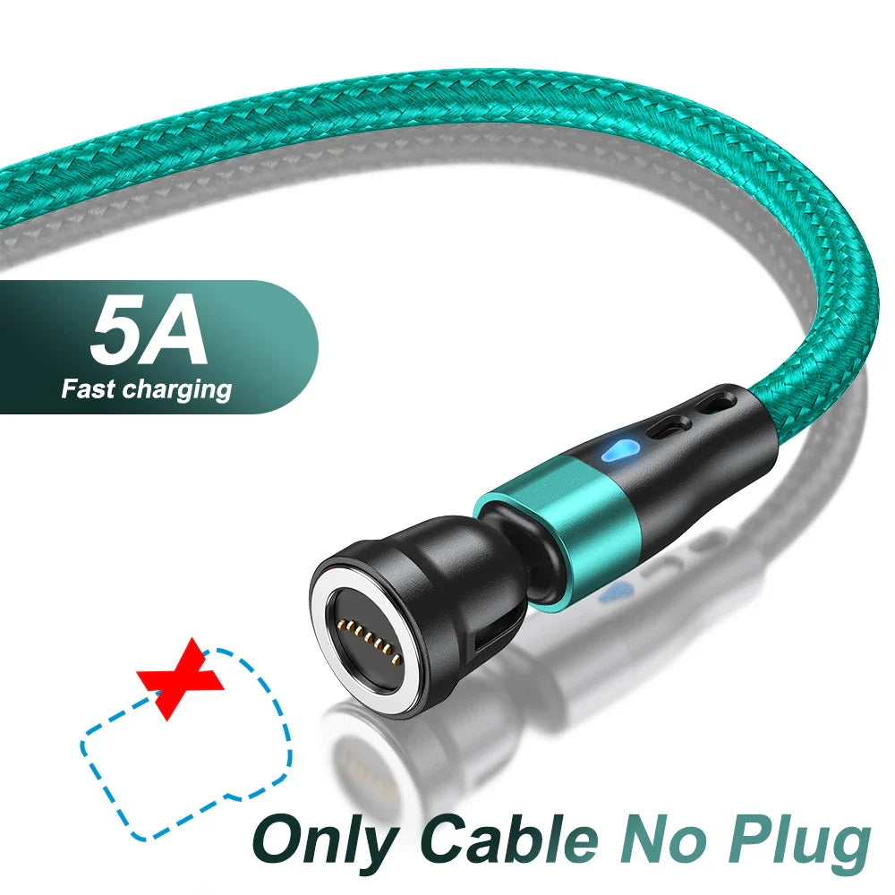 AUFU 5A Magnetic Type C Cable For Samsung S21 Huawei P30 Magnet Fast Charging Charger Wire for iPhone Xiaomi Micro USB Data Cord