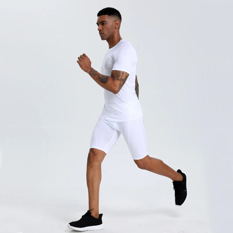 Men's Compression Top, Active Mid Stretch Breathable Moisture Wicking Workout T-shirt For Outdoor Sports
