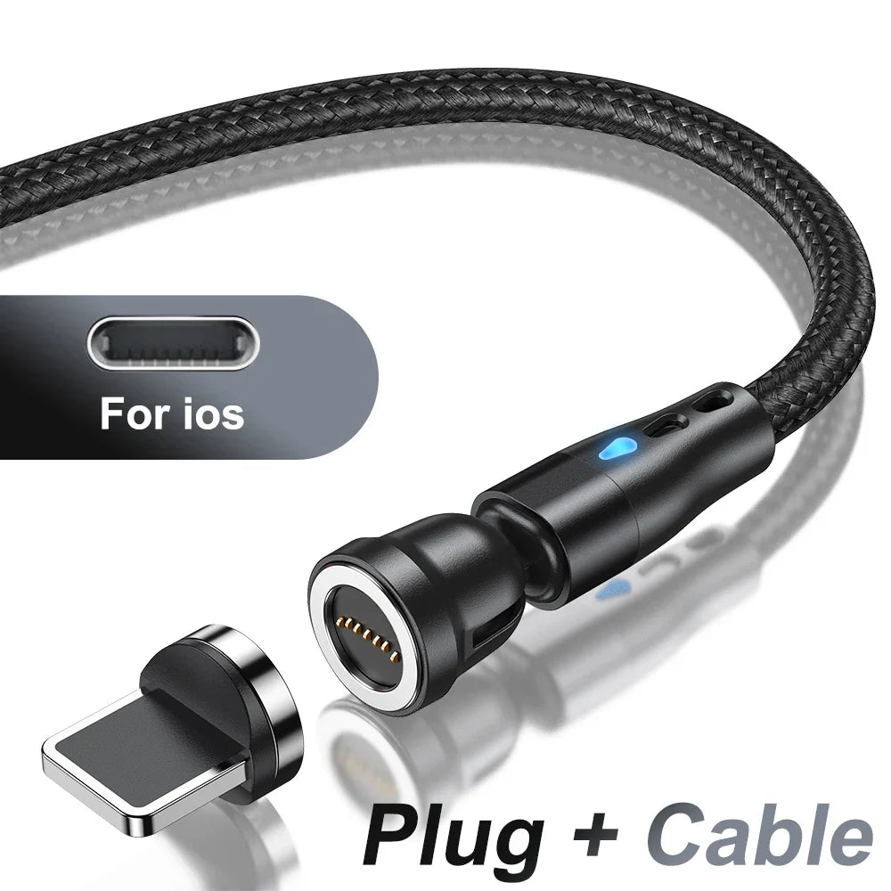 AUFU 5A Magnetic Type C Cable For Samsung S21 Huawei P30 Magnet Fast Charging Charger Wire for iPhone Xiaomi Micro USB Data Cord