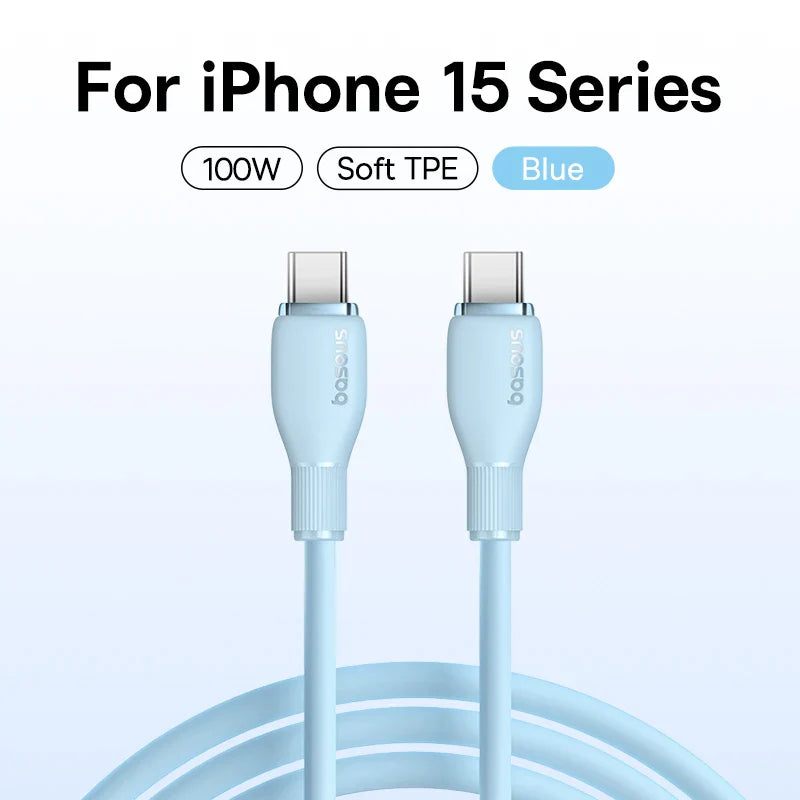 Baseus PD 100W USB C To USB Type C Cable For Macbook Fast Charging Charger Wire Cord For iPhone  16 15 Type-C Cable For Xiaomi