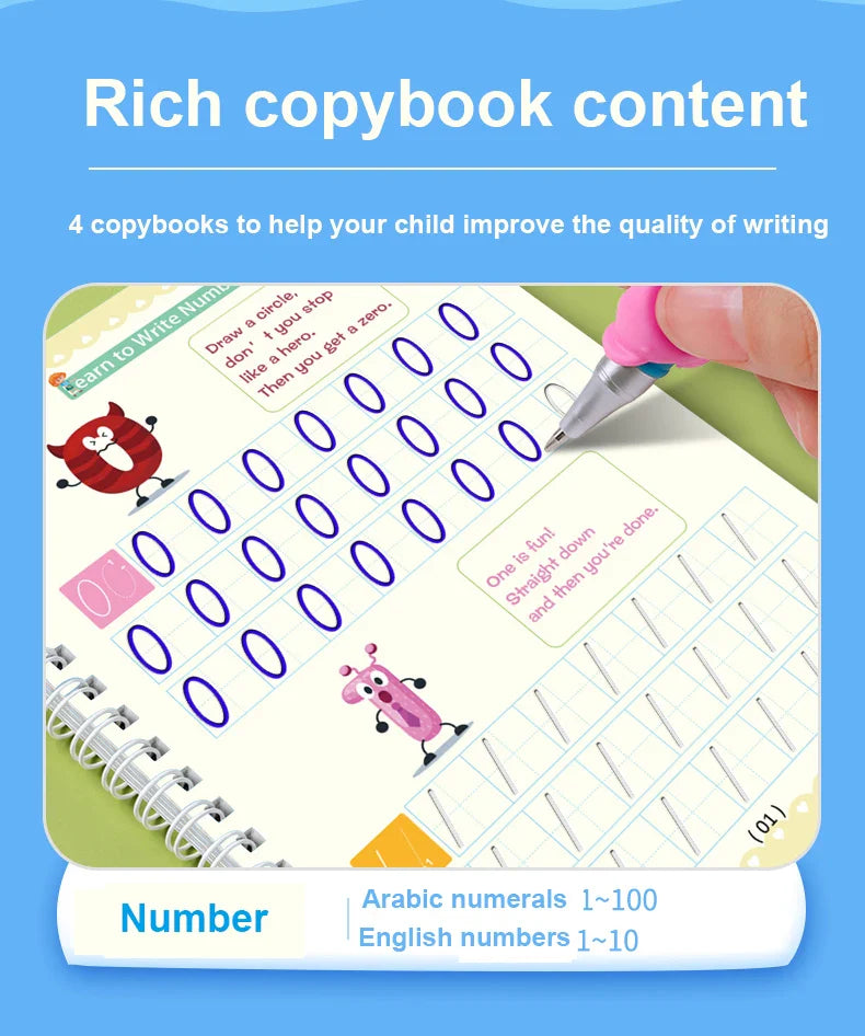Writing Exercise Books English Groove Magic Practice Copybook Children's Book Learning Numbers Letters Alphabet Calligraphy Gift