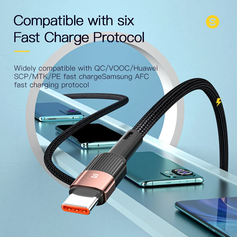 Essager 7A USB Type C Cable 100W For Realme Huawei P30 Pro 66W Fast Charging Wire USB-C Charger Data Cord Samsung Oneplus Poco