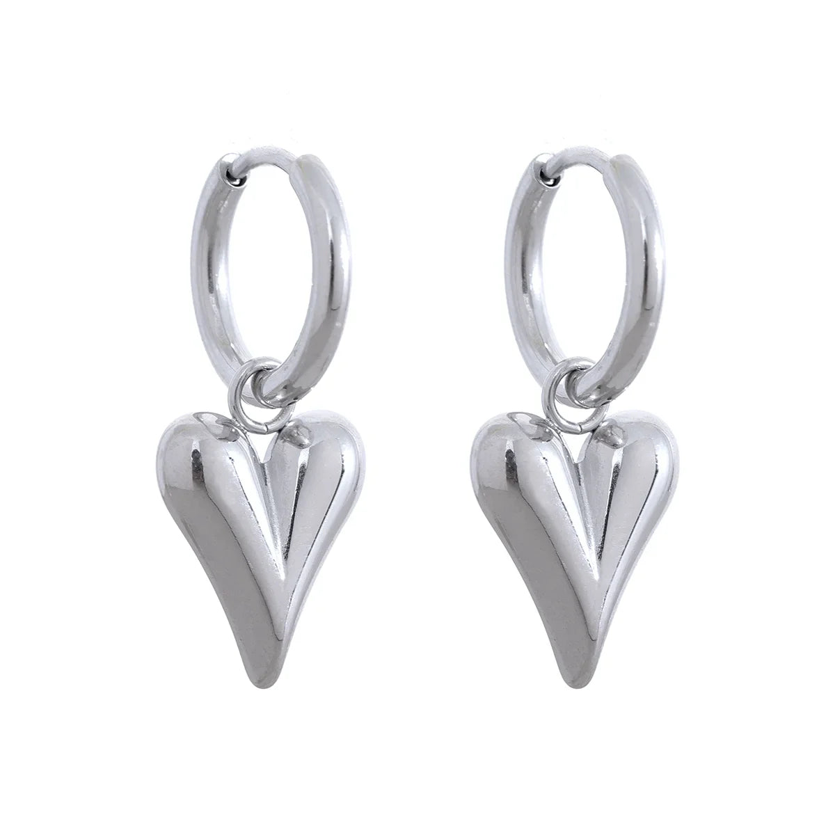 Yhpup Stainless Steel Chic Heart Huggie Hoop Earrings Charm Gold Color Tarnish Free Trendy Fashion Jewelry for Women Bijoux