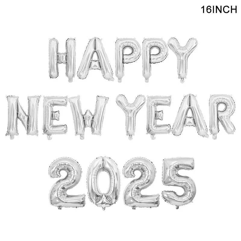 2025 Crown Number Foil Balloons Happy New Year Eve Party Decoration Photo Booth Props Supplies Christmas Home Decor Navidad 2024