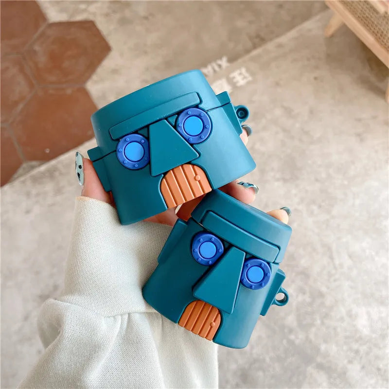 Pineapple Wooden Man Cute Cartoon Silicone Case For Apple Airpods 3 2 1 Pro With Keychain Case Wireless Charging Soft Cover Box