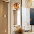 Long Oblong Brown Tinted Wall Clock with Silver Mirrored Modern Decorative Clock Roman Numerals for Living Room