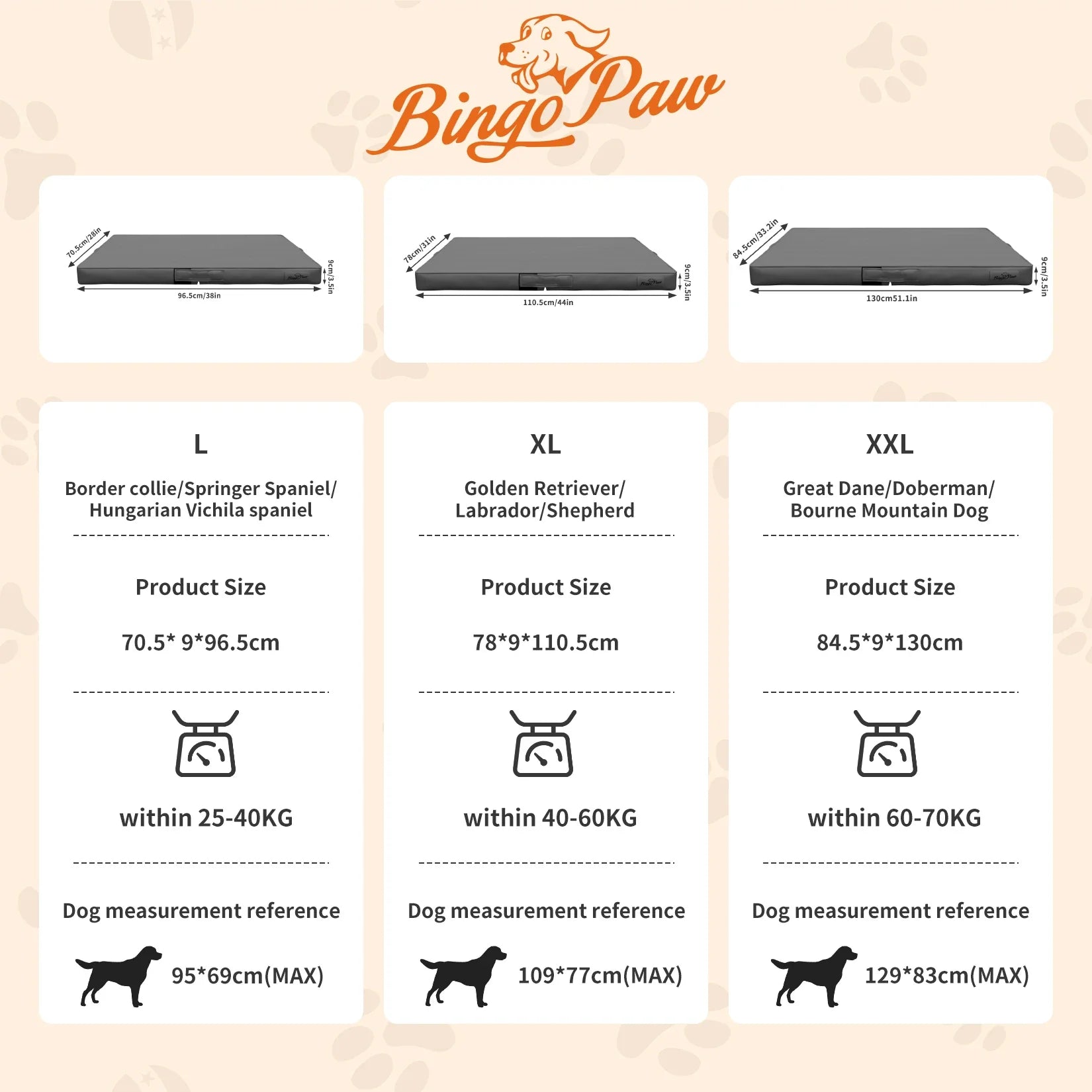 Foldable Pet Bed with Microfiber Leather Cover, Bite Proof Mat, Gray and Brown Color, 3D Technology, L, XL, XXL