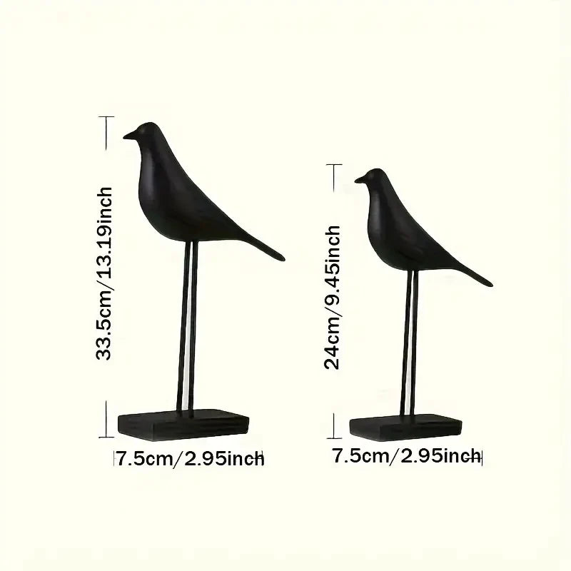 Nordic Resin Bird Statue – Modern Black Decorative Sculpture