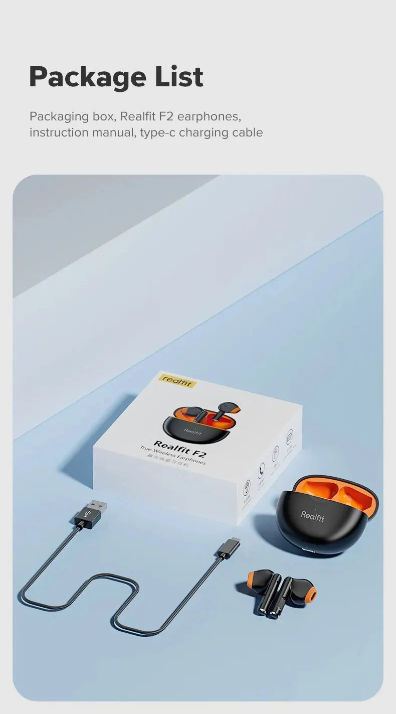Realfit F2 Bluetooth Earphone Excellent HIFI Quality TWS Wireless Earbuds Wholesale for realme xiaomi