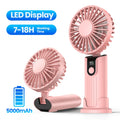 TOPK Portable Handheld Fan 5000mAh USB Rechargeable Foldable Fan 3 in 1 Personal Travel Fan with Digital Display Desk Fan