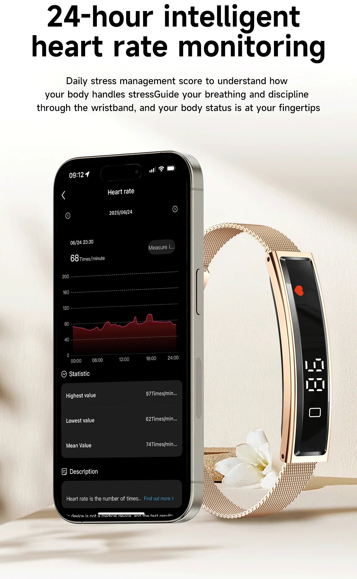 Health & Fitness Smart Bracelet with Heart, Sleep & Activity Tracking