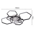 KOMORE Geometrical Ceiling Mount LED Fan Light with Remote Control 6 Speeds 60W Reversible Motor for Office, Living Room
