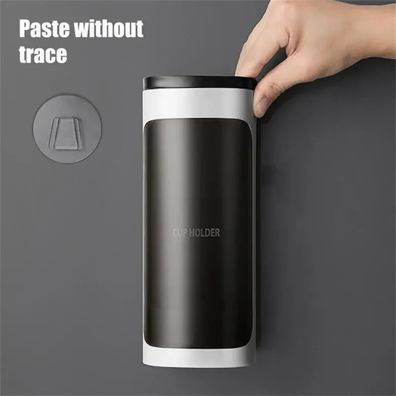 Cream Disposable Cup Holders Household Wall-Mounted Automatically Drop Punch-Free Paper Cups Dust-Proof Drinking Fountain Racks