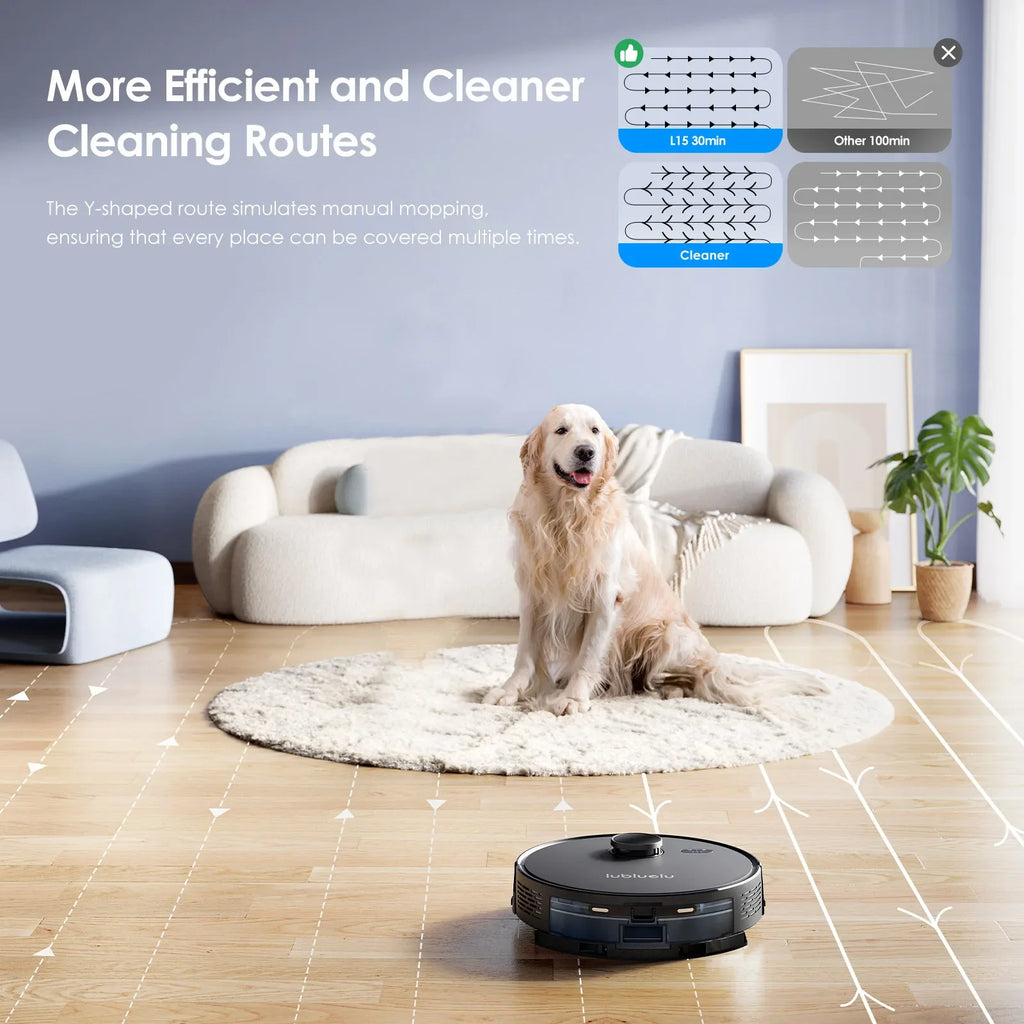 Lubluelu L15 Robot Vacuum And Mop Combo 5000Pa, 3 In 1 Robot Vacuum Cleaner,Robot Vacuum, Auto-Charging, 5 Maps, 30 No-go Zones