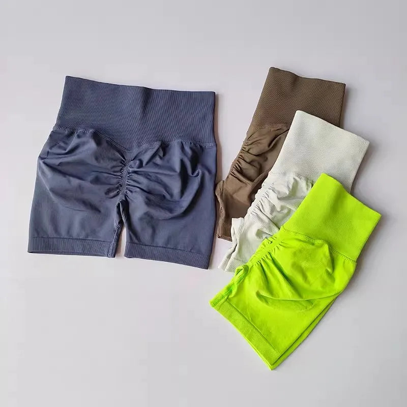 Summer High-Waist Women's Yoga Shorts Breathable Fitness Butt Lift Sports Running Shorts Cycling Push-Up Workout Gym Shorts
