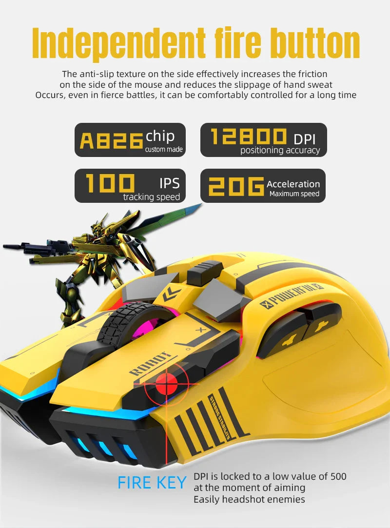 G6 Gaming Mouse Wired 128000DPI ChipA826 RGB Macro-programmable Ergonomic design superior for Gaming and Work
