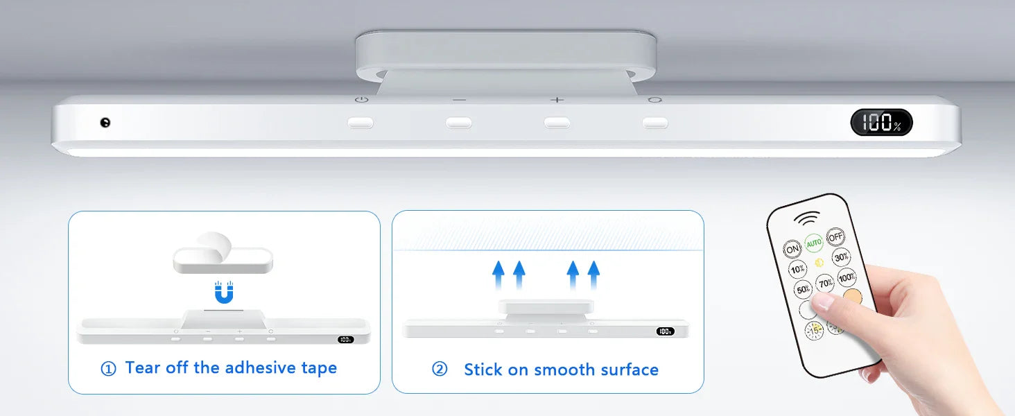 Rechargeable LED Mirror & Cabinet Light Bar – 3 Color, Dimmable, Magnetic, Remote Control