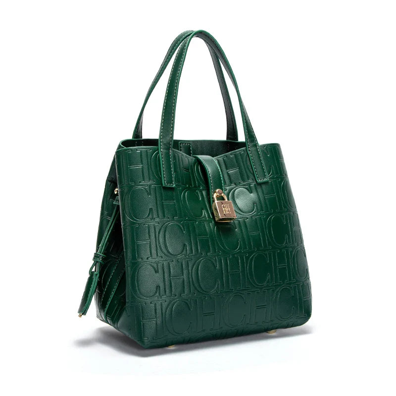 Classic Style Fashion Retro Craft New 2024 Women'S Handbag Letter Printed Metal Accessories Large Capacity Solid Color