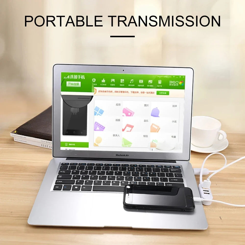 3 In 1 USB Splitter Socket Multi-function 3A Charger Converter USB Port Hub Digital Data Cables Accessories Extension Cable Line