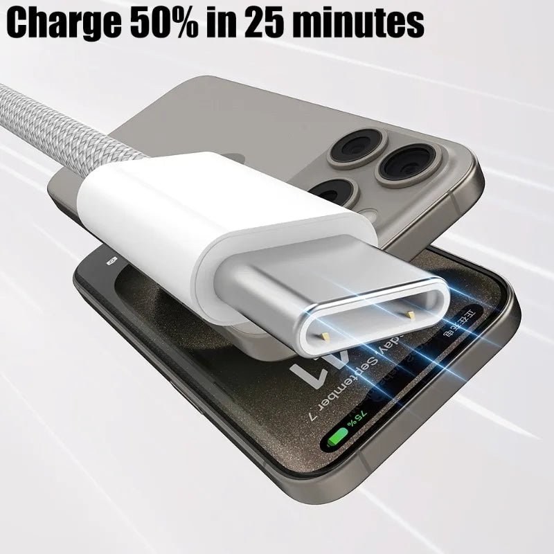 USB C Mobile Phone Cable Fast Charging USB A To Type C Nylon Braided Cord for Apple Carplay IPhone 15/15 Pro/15 Pro Max/15 Plus