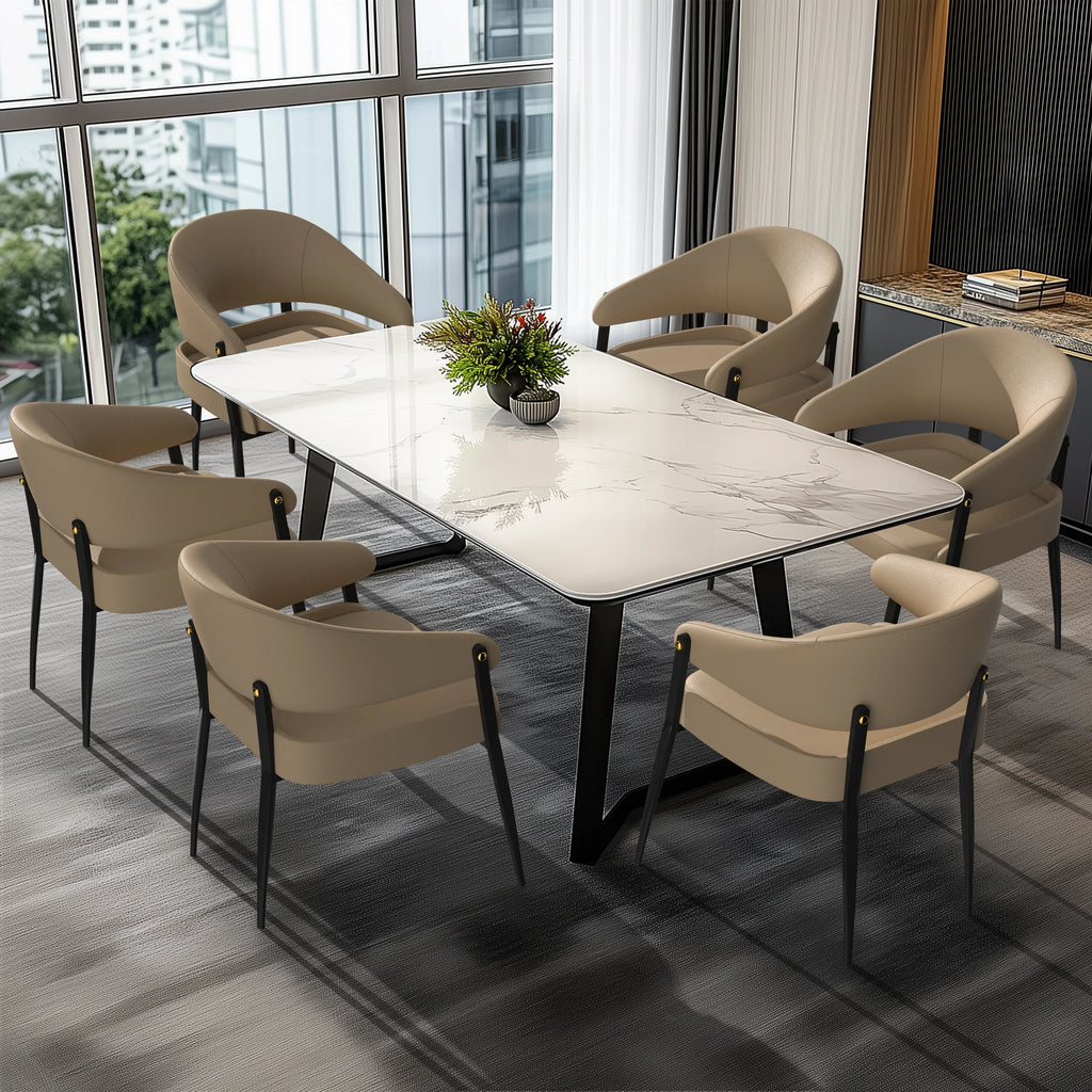 Set of 2 Luxury Kitchen Dining Chairs Microfiber Leather Dining Room Chairs Upholstered Seat for Restaurant Hotel Office