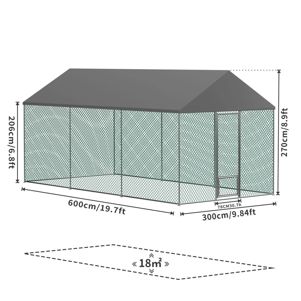 Jumbo Large Metal Chicken Coop Runs for Outdoor Yard, Walk in Chicken Cage, with Mesh and Waterproof Cover, Hen House