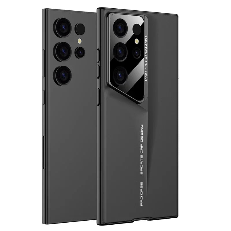 Ultrathin Blade Mecha Hard PC Matte Phone Case For Samsung Galaxy S24 S23 S22 Ultra Lens Protection Frosted Shockproof Cover