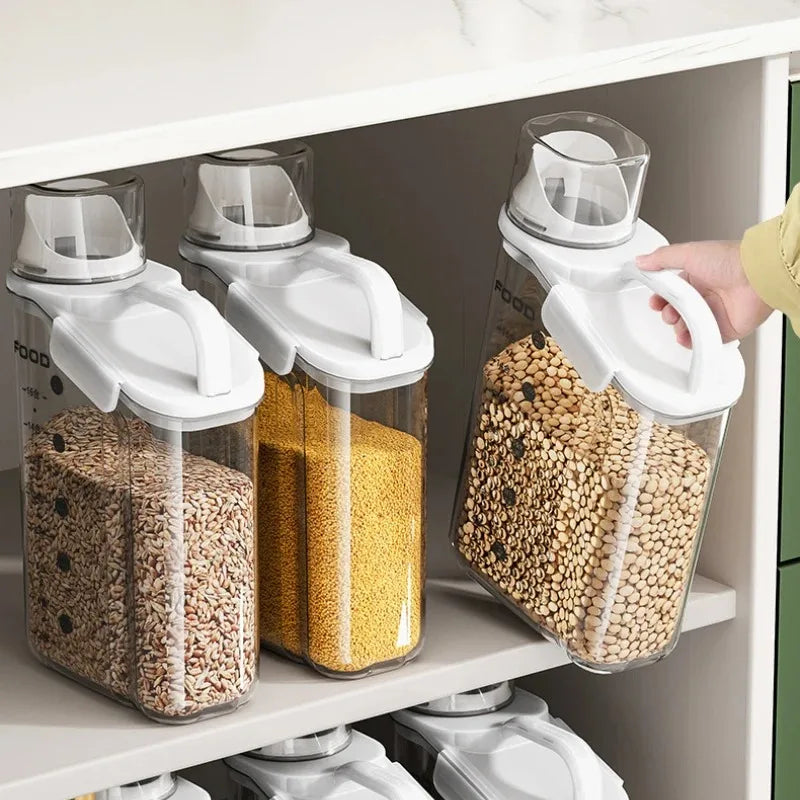 Airtight Food Storage Container – Moisture-Proof Kitchen Jar for Grains, Snacks & Pet Food – Transparent BPA-Free Dispenser (1600ml–2800ml)