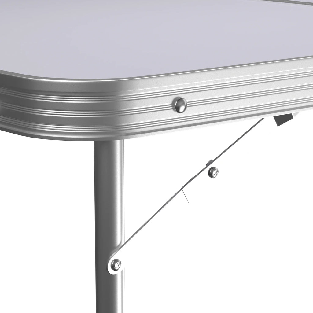 Picnic Folding Table Aluminium Foldable Adjustable Portable White Camping Table with Carrying Handle 90x60x37/67cm