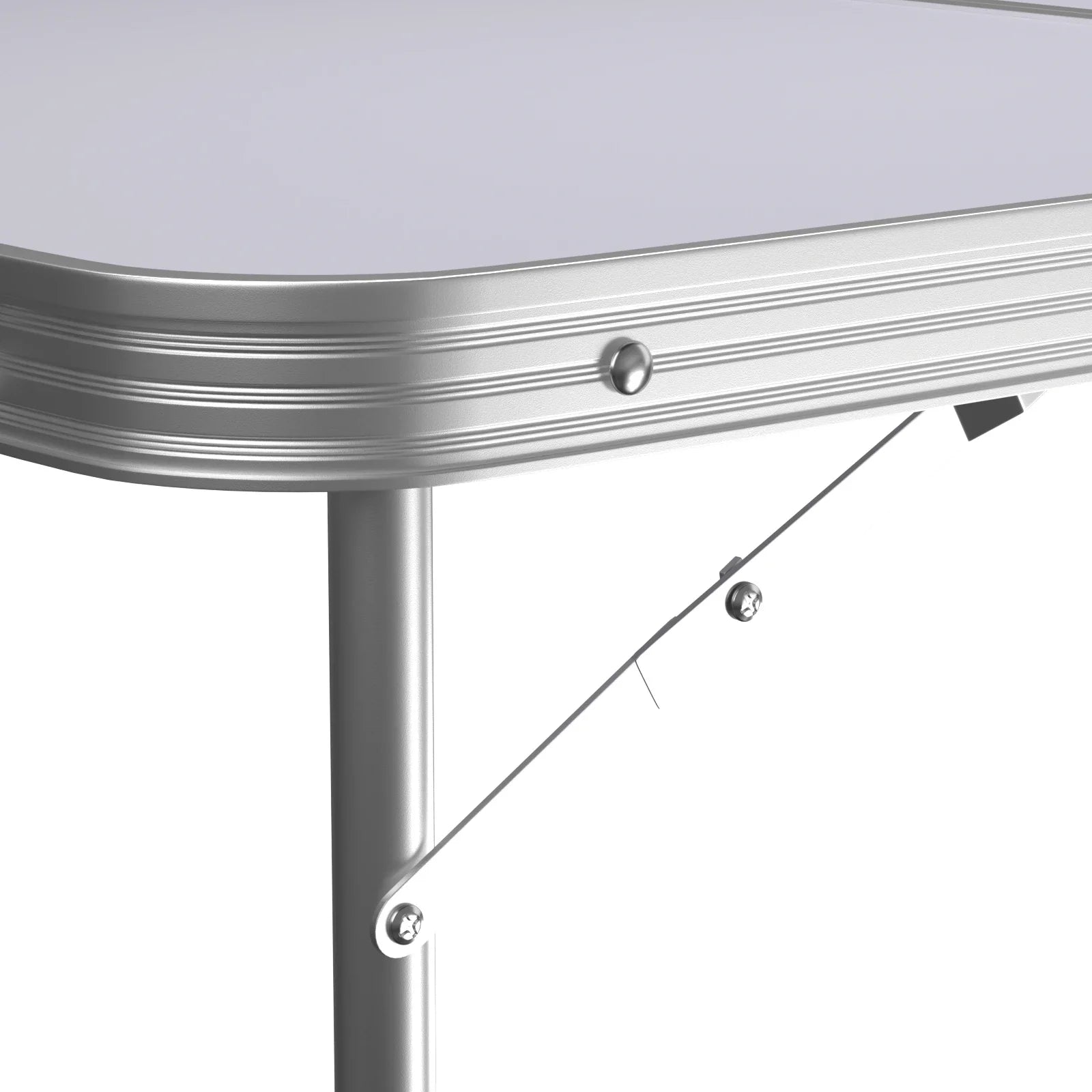 Picnic Folding Table Aluminium Foldable Adjustable Portable White Camping Table with Carrying Handle 90x60x37/67cm