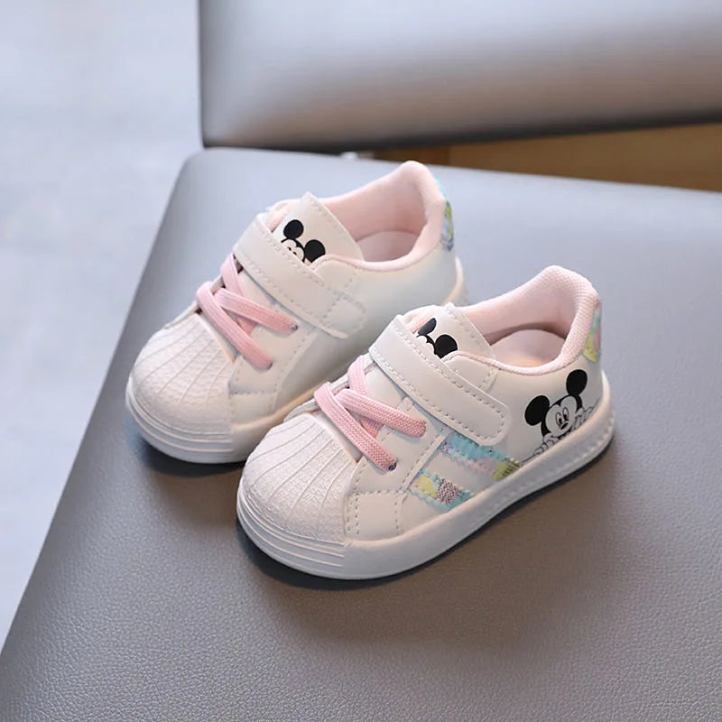 Disney White Casual Shoes For Baby Boy Girl Brand Children Sneaker Mickey Mouse