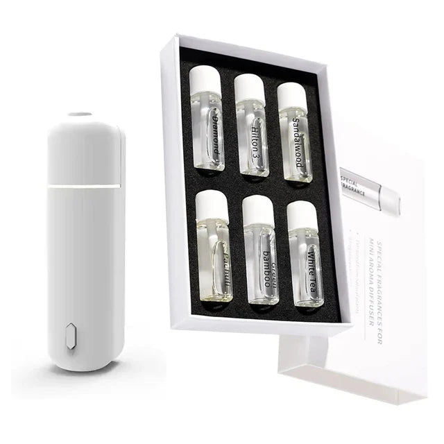 Car Aroma Diffuser Mini USB Rechargeable Scent Machine Fragrance Oil Car Air Freshener Essential Oil Diffuser Vent Clip