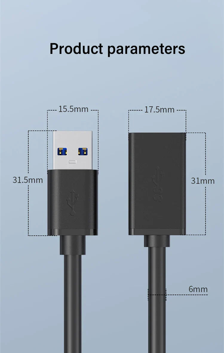 USB 3.0 Extension Cable Male to Female 5Gbps Data Cord USB3.0 Extender for PC PS3 Laptop to U Disk Smart TV USB Cable Extension