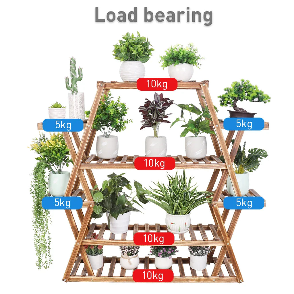 Extra Large Wood Flower Rack, 8 Tier Plant Stand, Bonsai Shelf, Display Rack, Indoor and Outdoor
